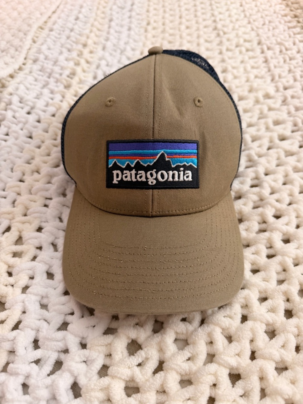 Patagonia Olive and Navy Mesh Logo Cap